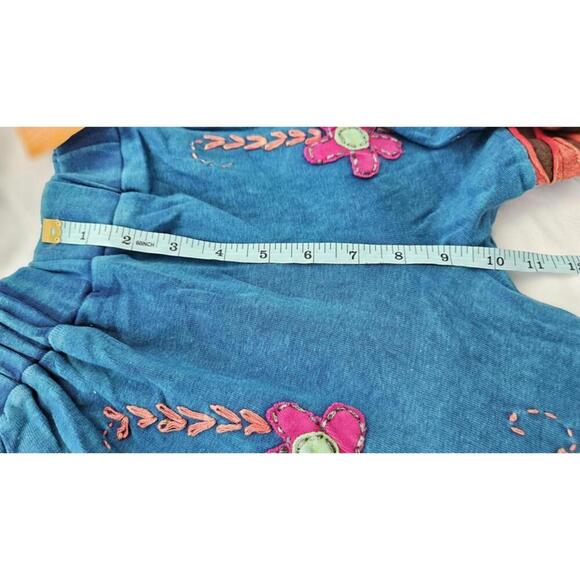 K.P.C. Women's Handmade Bohemian Embroidered Stonewash Blue Floral Pants Medium - Picture 5 of 11